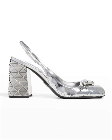 slingback prada argento|Buy Prada Metallic Block.